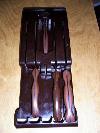 Vintage Cutco 4 Piece Knife Set With Wall Rack