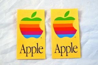 Unique Vintage Rainbow Apple Macintosh Computer Logo Stickers - Quantity 2