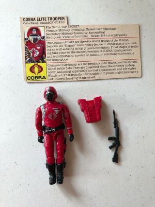 Vintage 1985 Gi Joe Crimson Guard Cobra Elite Trooper 100 Complete W/file Card