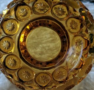 VINTAGE AMBER DEPRESSION Glass MOON & STARS footed Candy Dish Lid Yellow Retro 5