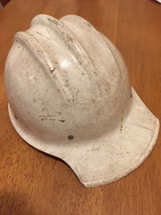 Vintage White Bullard 502 ?fiberglass Hard Boiled Hard Hat Ironworker