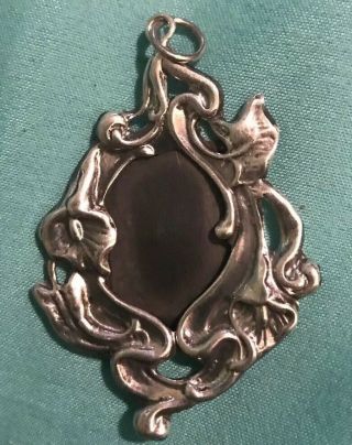 Vintage 925 Sterling Silver Mexican Jewlery Picture Pendant Calla Lilies