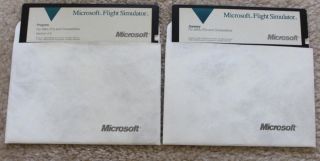 Vintage Microsoft Flight Simulator 5.  25 Floppy (program Disc And Scenery Disc)