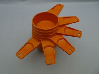 Vintage Tupperware Harvest Orange Nesting Measuring Cups Complete Set Of 6