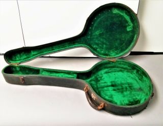 Vintage Tenor Banjo Case With Green Interior For Repair