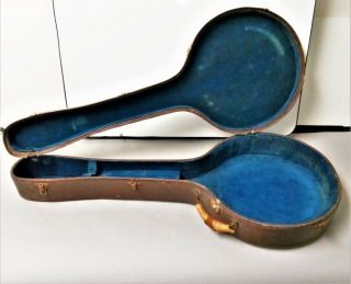 Vintage Tenor Banjo Case With Blue Interior For Repair