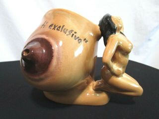 Vtg Mexican Naked Lady Boob Breast Large Coffee Mug Titty Cup Tit Nipple Spout