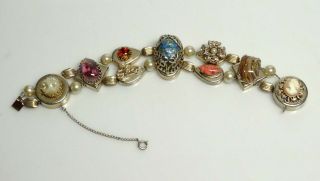 Vintage Victorian Revival Slide Bracelet - Venetian/foil Art Glass - Cherub - Cameo