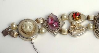 Vintage Victorian Revival SLIDE Bracelet - Venetian/Foil Art Glass - Cherub - Cameo 2