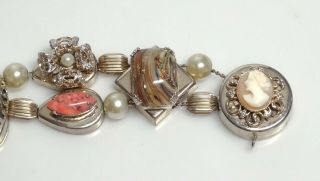 Vintage Victorian Revival SLIDE Bracelet - Venetian/Foil Art Glass - Cherub - Cameo 4