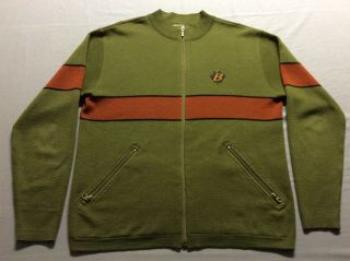 Vintage Bontrager Full Zip Racing Green Wool Blend Cycling Jersey Mens Large
