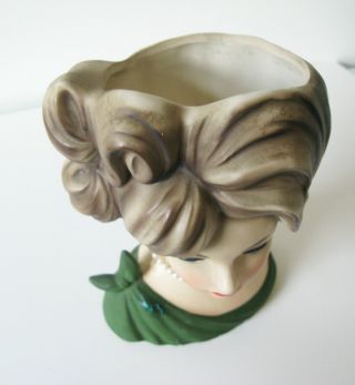 Vintage Napcoware Lady Head Vase Green Dress Blue Eyes 8 