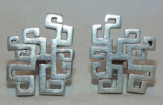 Vintage Signed Jacopo Arte Mexican Sterling Silver Modernist Cuff Links,