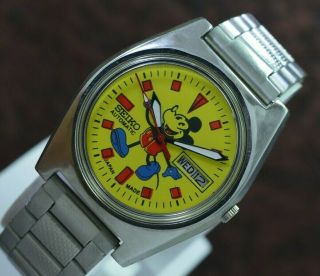 Vintage Seiko Mickey Mouse Day Date 17 Jewels 6309 Movement Men ' s Wrist Watch 2