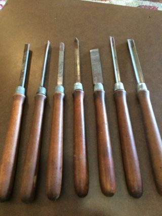 Set Of 7 Vintage Disston Porter Wood Lathe Chisels 16 " To 17 " Long Made In Usa