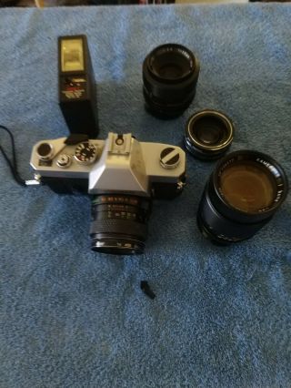 Vintage Mamiya Msx1000 35mm Film Camera W/ 1:1.  8 55mm Lens,  1:2.  8 52 Lens,  1,  2.  8