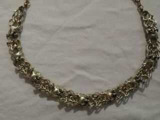 Vintage 1950 ' s CORO Signed Pink & Gold Metal Link Choker Necklace 3