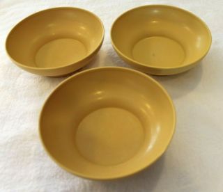 Vintage Tupperware Harvest Gold Set Of 3 Cereal Salad Plastic Soup Bowls 890 Mcm