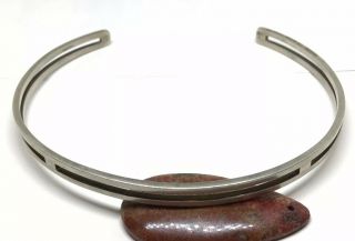 Vintage Mexico Modernist Sterling Silver Open Cuff Collar Necklace (44g)