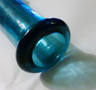 VINTAGE EMPOLI BLUE AQUA BUTTERFLY ITALIAN ART GLASS GENIE BOTTLE DECANTER MCM 6