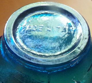 VINTAGE EMPOLI BLUE AQUA BUTTERFLY ITALIAN ART GLASS GENIE BOTTLE DECANTER MCM 7