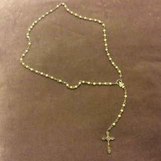 Vintage Rosary - Silver Tone - Pearlised Beads
