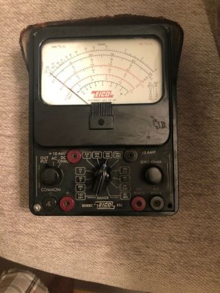 Vintage Eico Model 555 Electric Volt Meter Ohmeter With Leather Carrying Handle
