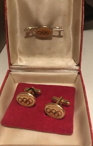Vintage Munich 1976 Olympic Games Cufflink and Tie Pin Set 2