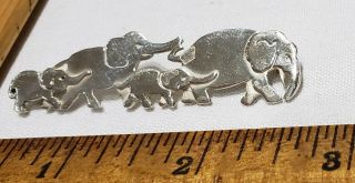 Vintage sterling silver herd of Elelphants brooch signed G F M W 3