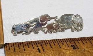 Vintage sterling silver herd of Elelphants brooch signed G F M W 4