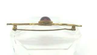 Vintage Miriam Haskell Costume Gold - Tone Brooch with Red Stone 2