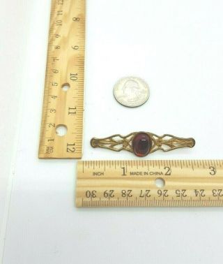 Vintage Miriam Haskell Costume Gold - Tone Brooch with Red Stone 5