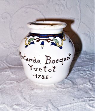 Vtg Digoin & Sarreguemines France Moutarde Bocquet Yvetot 1930s Mustard Pot Vguc