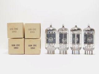 Rca Usn - Crc 5963 Matched Vintage Military Tube Quad Gray Plates Nos (test 114)