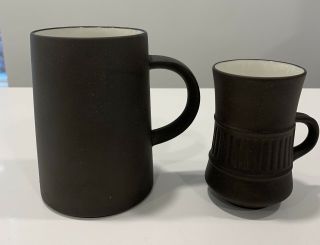 Dansk Smooth Flamestone Brown Coffee Mug Demitasse Mug Ihq Vintage Denmark 2 Pr