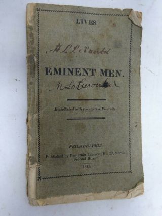 Lives Of Eminent Men 1813 Paperback Book With Portraits Benjamin Johnson