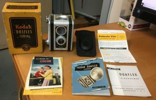 Vintage Eastman Kodak Duaflex Camera W/ Kodak Lens W/ Box And Cover