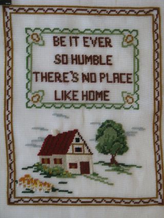 Vintage Bucilla Preworked Needlepoint Canvas 18 " X 21 " Be It Ever So Humble "