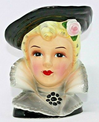 Vintage Shafford Japan 6 " Porcelain Head Vase 4613,  Lady In Fancy Dress