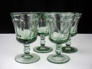 Fostoria Jamestown Green Wine Glasses 4 Pc Set,  Vintage Pressed 3oz 4 3/8 " Glass