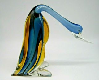 Vintage Seguso Dalla Venezia Murano Sommerso Glass Duck Goose Bird Large 7 " X 9 "