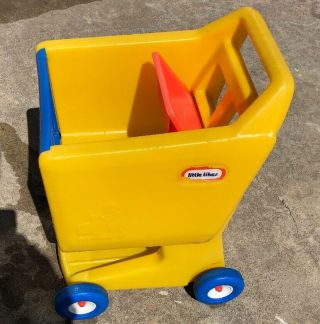 Vtg Little Tikes Yellow Grocery Shopping Cart Child Size Pretend Play Baby Seat