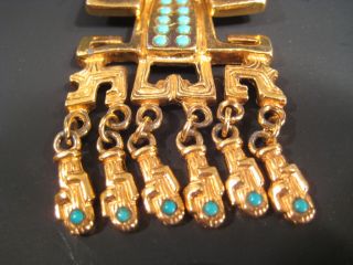 Salvador Teran Marbel Vintage Mexico Aztec Pendant Necklace 3