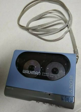 Vintage Sony Walkman Wm - 70 Baby Blue Cassette Player For Repair Or Parts