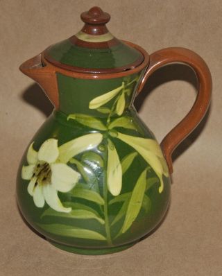 Vintage Watcombe Art Pottery Torquay Mottoware Lily Flower Teapot Bermuda Devon