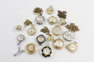 15 X Vintage Ladies Pendant / Fob Watches Hand - Wind Inc Baylor,  Caravelle Etc