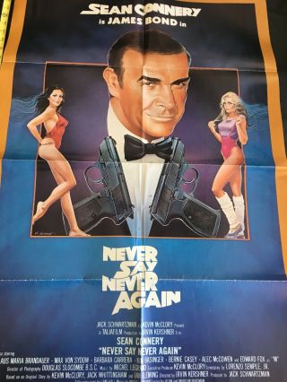 Vintage 1983 Never Say Never Again Theater Movie Poster 1 - Sh James Bond 2