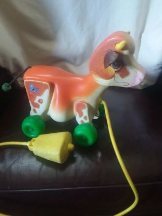 Vintage 1972 Fisher Price Molly Moo Cow Pull Toy 132 -