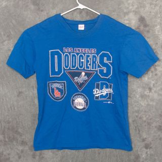 Vintage 1993 Los Angeles Dodgers Mens Single Stitch T Shirt Size Xl Garan Blue