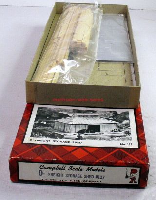 Campbell Scale Models 127 O Scale Freight Storage Shed Wood Kit Oop Vintage